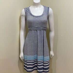 Max Studio Navy and White Striped Dress Pop of blue. Super soft stretchy fabric
